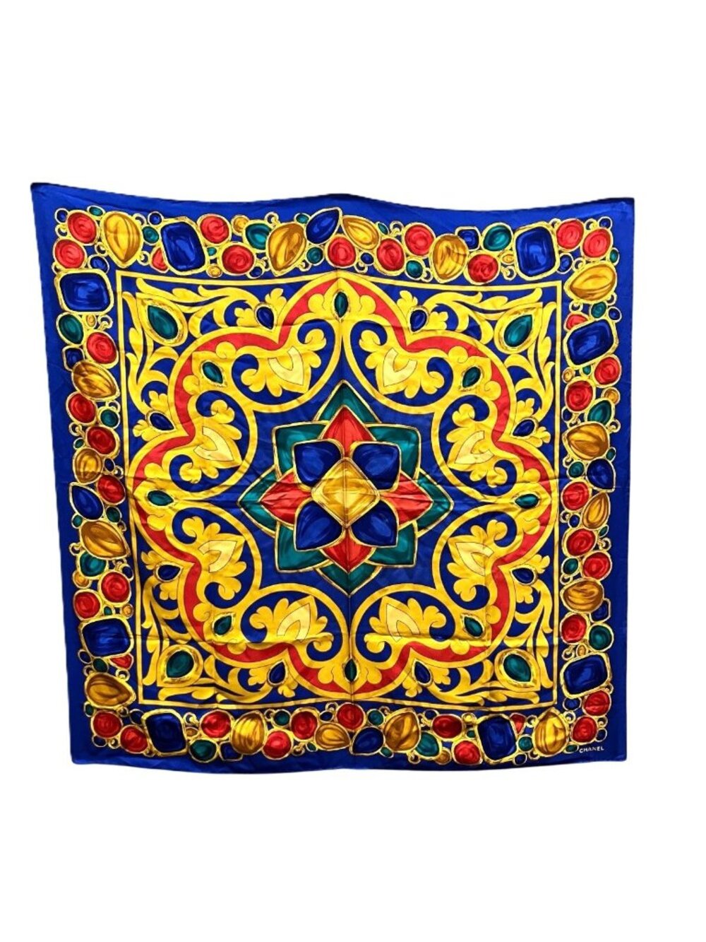 Chanel Scarf Silk Scarves Blue